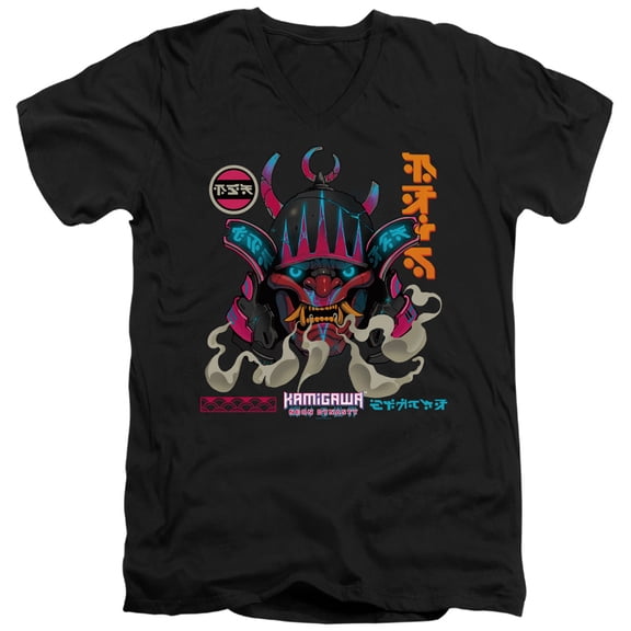 Magic The Gathering MTG ND Mask Unisex Adult V-Neck T Shirt,Black, Small