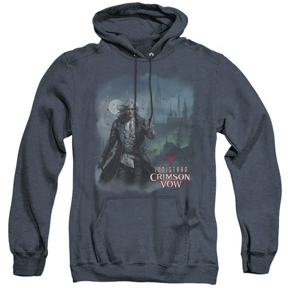 Magic The Gathering Main Key Art Unisex Adult Pull-Over Heather Hoodie,Navy, 3X-Large