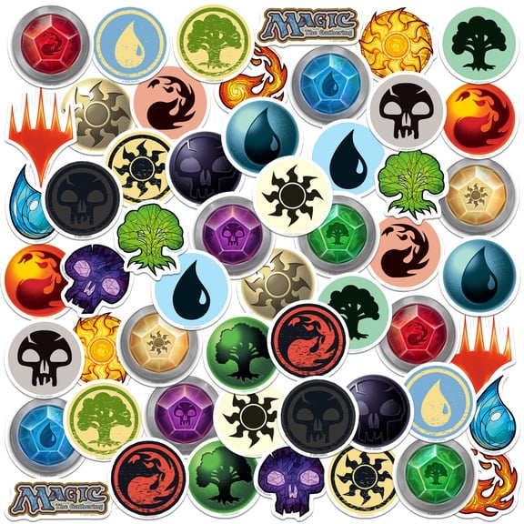 Magic The Gathering Mana 50ct Vinyl Large Deluxe Stickers Variety Pack