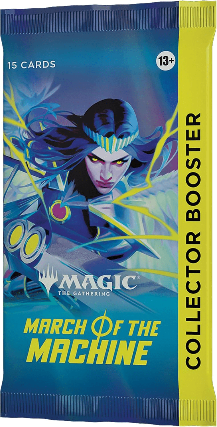 march of the machine collectors booster box Collector Pack with a combination of 5 cards of rarity Rare or higher and 4 Uncommon Magic: The Gathering March of