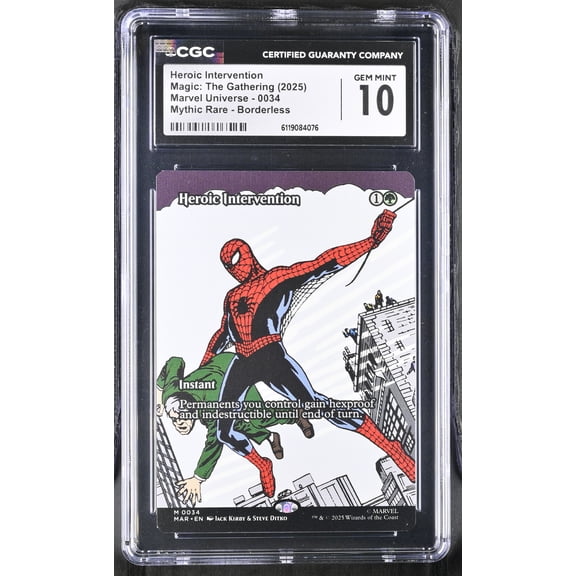 Magic: The Gathering Marvel Spider-Man Heroic Intervention Marvel Universe Mythic Rare Borderless Trading Card GEM MINT 10 Card