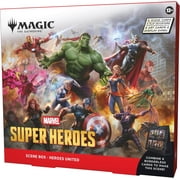 Collectible Magic The Gathering Marvel Super Heroes Scene Box - Heroes United - 6 Foil Borderless Scene Cards, 6 Art Cards, 3 Play Boosters + Display Easel