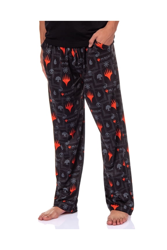 Magic The Gathering Men's Pajama Lounge Pants Allover Planeswalker Design Adult Loungewear