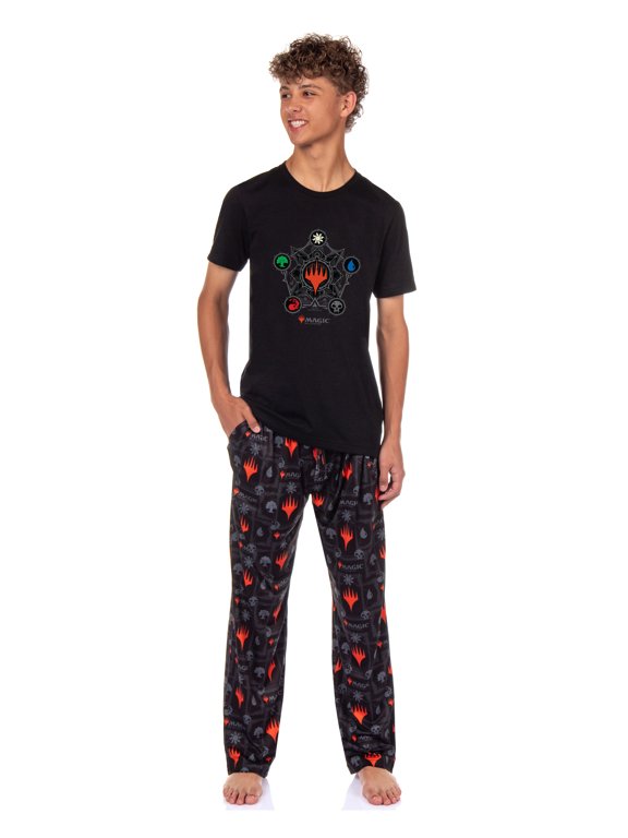 Magic: The Gathering Mens Mana Symbols Card Game Sleep Pajama Shirt Pants Set XX-Large