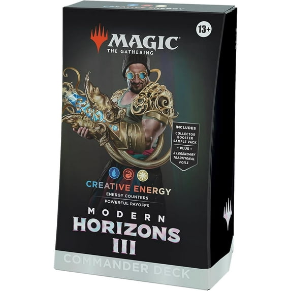 Magic: The Gathering Modern Horizons 3 Commander Deck - Creative Energy (100-Card Deck, 2-Card Collector Booster Sample Pack + Accessories)