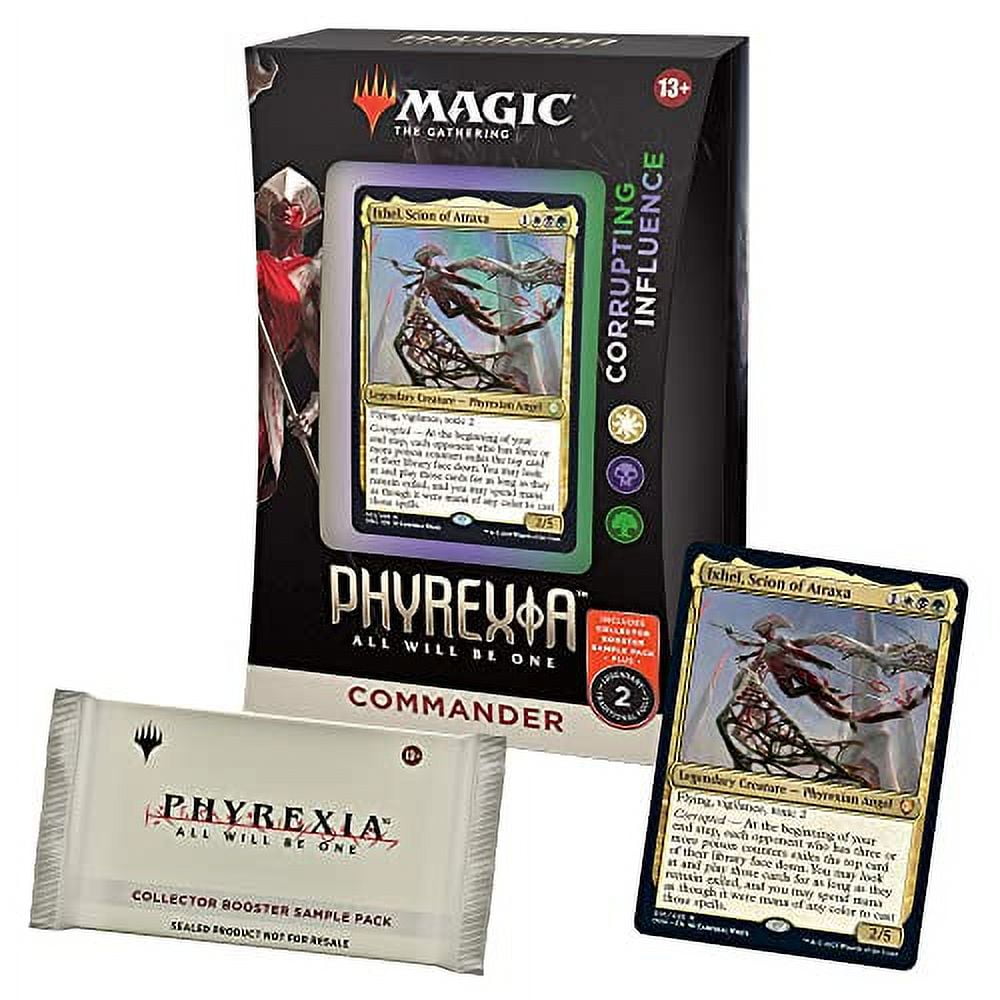 Magic: The Gathering Phyrexia: All Will Be One Commander Deck Corrupting Influence (Green-Black-White) + Collector Booster Sample Pack