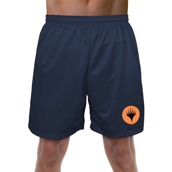 Magic The Gathering Planeswalker Symbol Mens Lined Mesh Shorts, Navy, Small