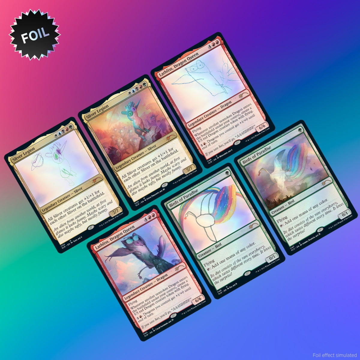 mtg secret lair extra cards Lair: Rad Superdrop The cards are in premium foil with brand Extra Life 2022 | Secret