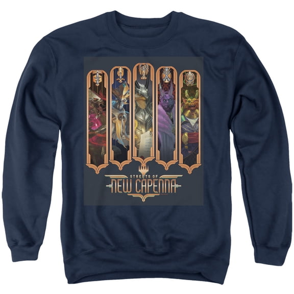 Magic The Gathering The Five Houses Unisex Adult Crewneck Sweatshirt (Large) Navy
