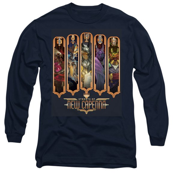 Magic The Gathering The Five Houses Unisex Adult Long-Sleeve T Shirt (Large) Navy