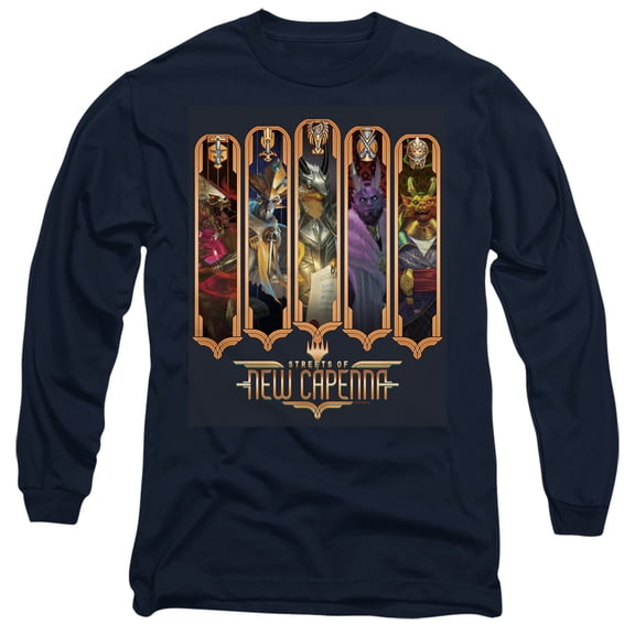 Magic The Gathering The Five Houses Unisex Adult Long-Sleeve T Shirt (Small) Navy
