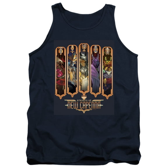 Magic The Gathering The Five Houses Unisex Adult Tank Top,Navy, Medium
