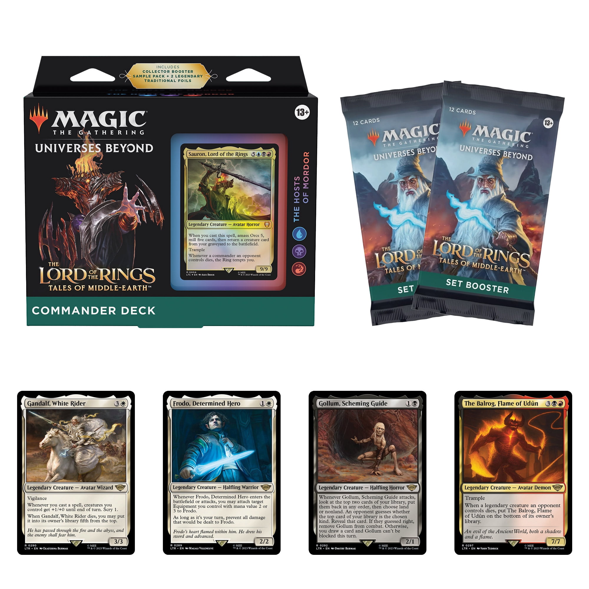 mtg lord of the rings commander precons Magic Gathering The The Rings: Tales of Middle-Earth Deck 1 + Collector Booster Sample Pack : Toys & Games Magic: The Gathering The Lord