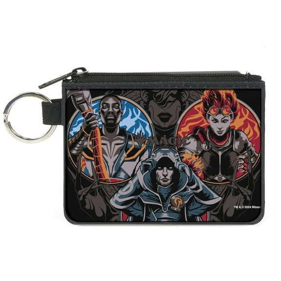 Magic: The Gathering Wallet, Coin Purse, Magic Three Planeswalker Poses and Logo Black Multi Color, Canvas