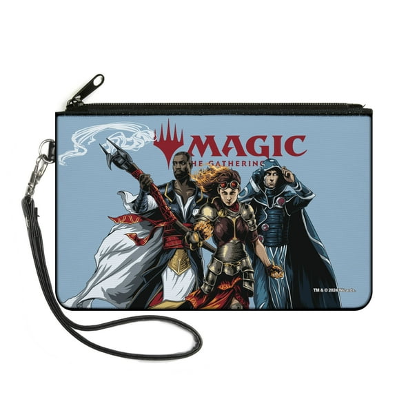 Magic: The Gathering Wallet, Zip Clutch, Magic Three Planeswalker Group Pose and Title Logo Light Blue, Canvas