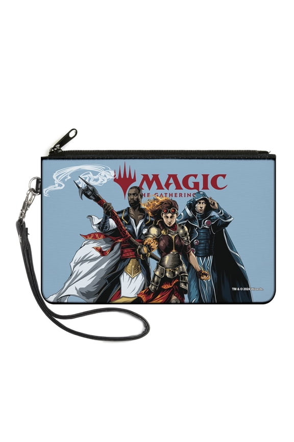 Magic: The Gathering Wallet, Zip Clutch, Magic Three Planeswalker Group Pose and Title Logo Light Blue, Canvas