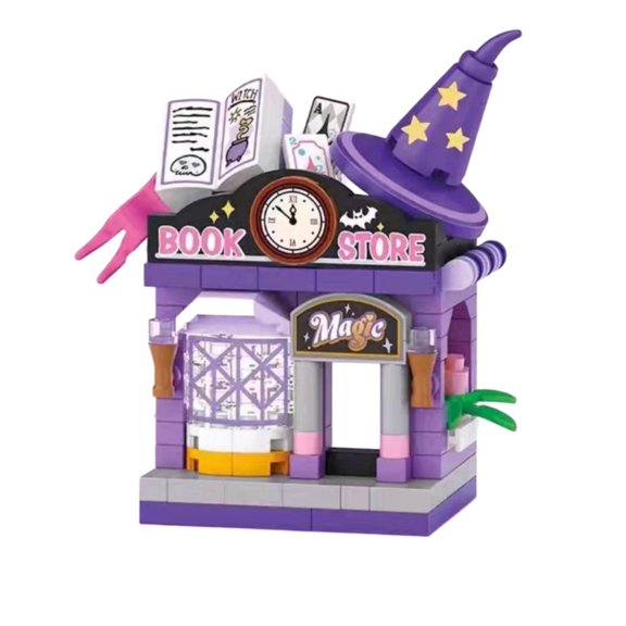 Magic Themed Bookstore Street View Building Blocks Set, Creative Birthday Gift, Home Office Table Centerpiece