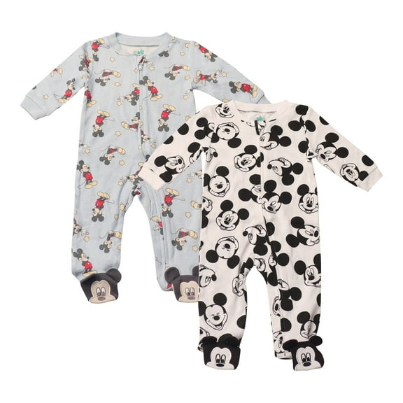 Disney Clothes Baby Boys 2-Pack Quilted Footed Coveralls - Mickey Mouse, Winnie the Pooh and Dumbo (0/3M-6/9M)
