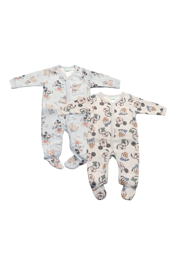 Clothes Baby Boys 2-Pack Quilted Footed Coveralls - Mickey Mouse, Winnie the Pooh and Dumbo (0/3M-6/9M)