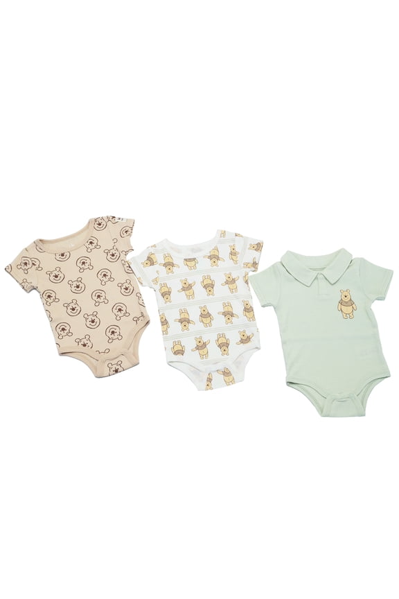 Clothes Baby Boys 3-Pack Bodysuits – Winnie the Pooh Short Sleeve Bodysuit Set (Green/Brown) 6/9M