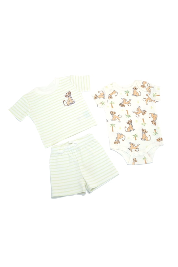 Clothes Baby Boys 3-Piece Short Set – T-Shirt, Bodysuit & Shorts with Pooh, Mickey, Tigger, Lion King, Dumbo & Spiderman Newborn Outfit Set (0M–6/9M)