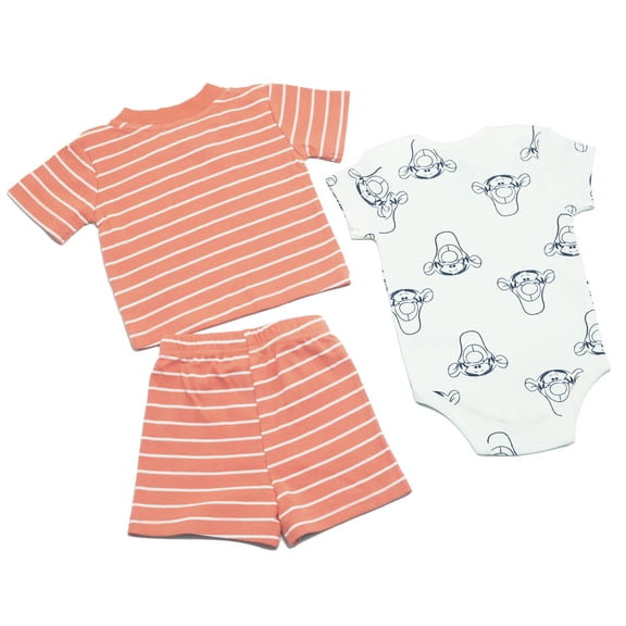 Disney Clothes Baby Boys 3-Piece Short Set – T-Shirt, Bodysuit & Shorts with Pooh, Mickey, Tigger, Lion King, Dumbo & Spiderman Newborn Outfit Set (0M–6/9M)
