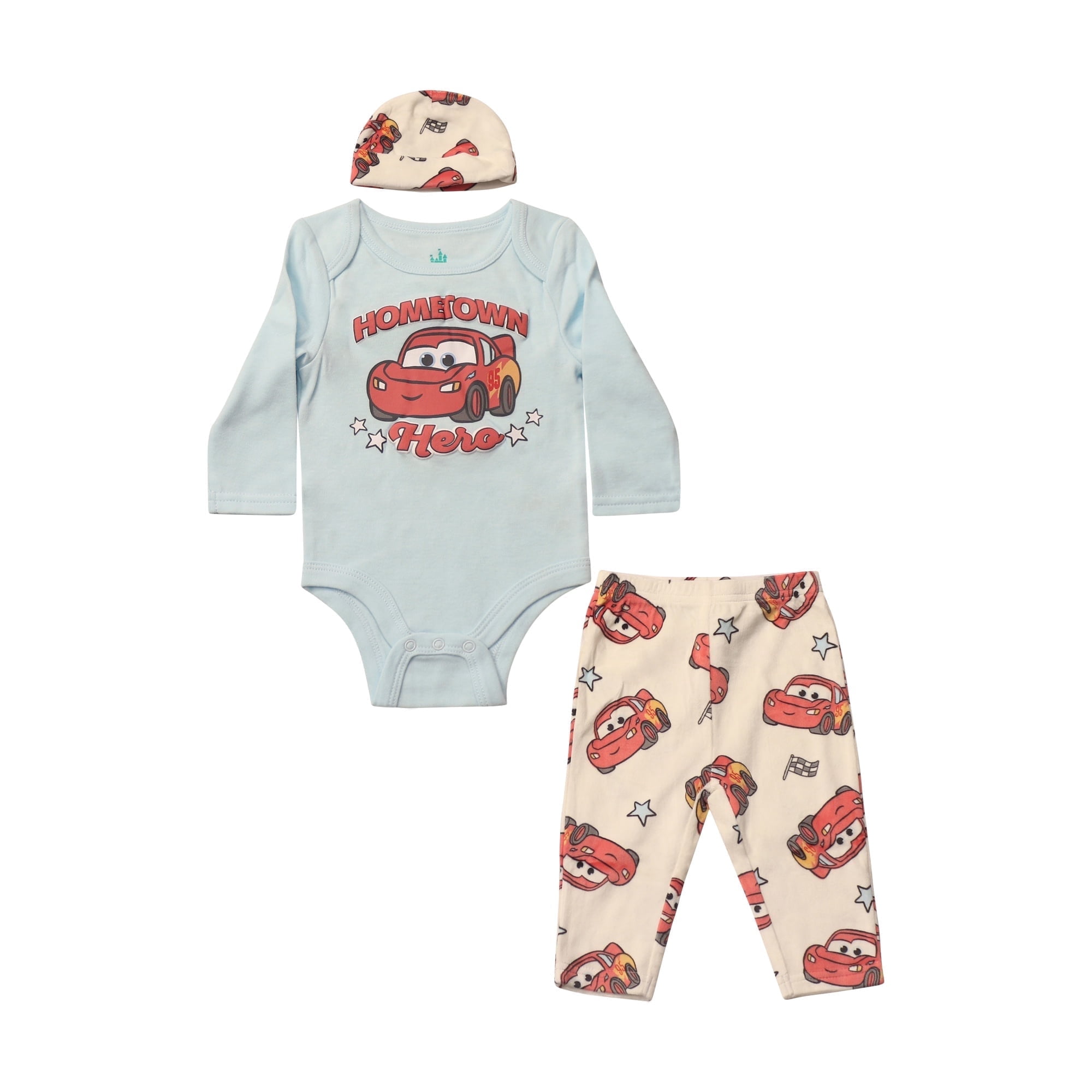 Clothes Baby Boys Bodysuit, Pants & Hat 3-Piece Outfit Set – Mickey Mouse, Lion King, Stitch, Pooh, Cars, & Spiderman (0/3M–6/9M)