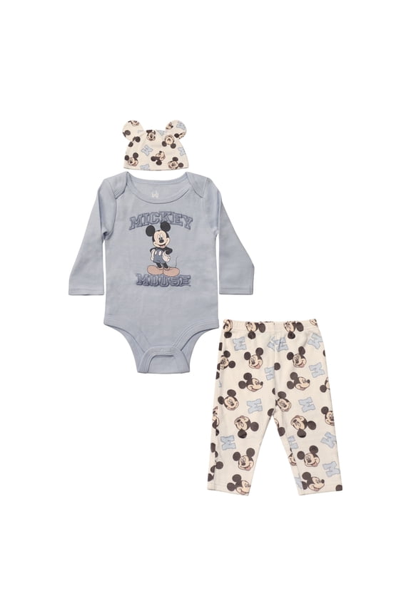 Clothes Baby Boys Bodysuit, Pants & Hat 3-Piece Outfit Set – Mickey Mouse, Lion King, Stitch, Pooh, Cars, & Spiderman (0/3M–6/9M)
