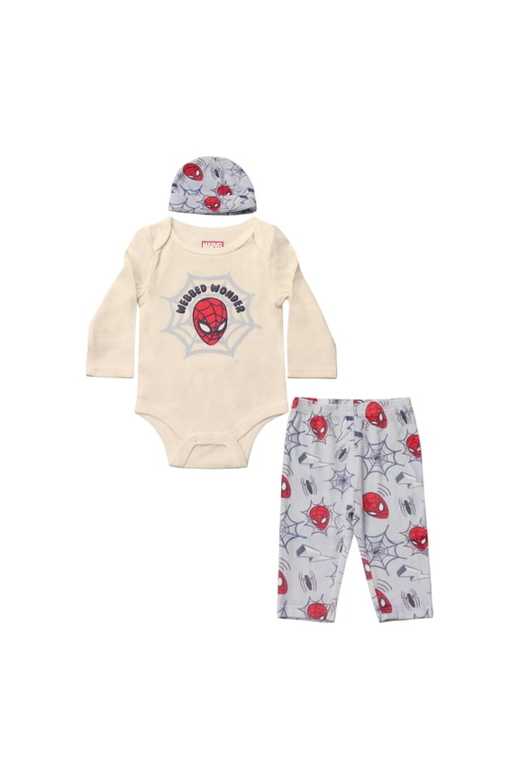Clothes Baby Boys Bodysuit, Pants & Hat 3-Piece Outfit Set – Mickey Mouse, Lion King, Stitch, Pooh, Cars, & Spiderman (0/3M–6/9M)