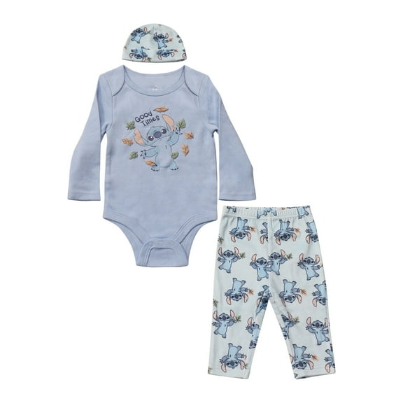 Disney Clothes Baby Boys Bodysuit, Pants & Hat 3-Piece Outfit Set – Mickey Mouse, Lion King, Stitch, Pooh, Cars, & Spiderman (0/3M–6/9M)