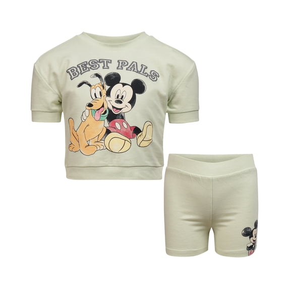Disney Clothes Baby Boys Front Back 2-Piece Short Outfit Set – Includes Tee & Shorts – Mickey Mouse Green 24M