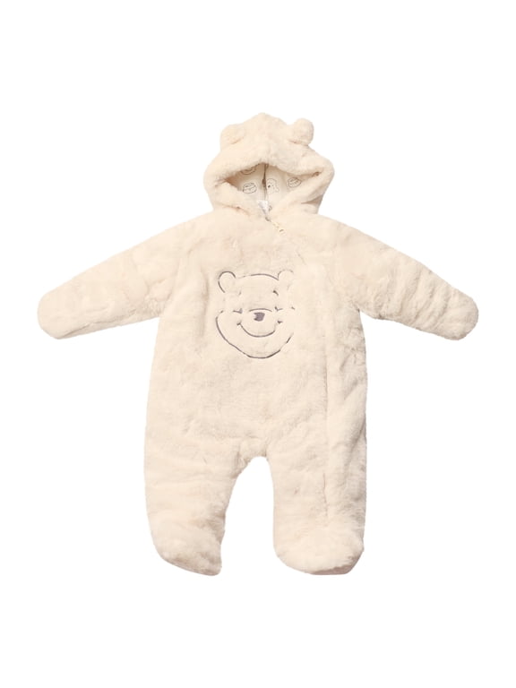 Clothes Baby Boys Hooded Pram Suit – Fleece Footed Onesie with Ears, Winnie the Pooh Outfit (0/3M–6/9M)
