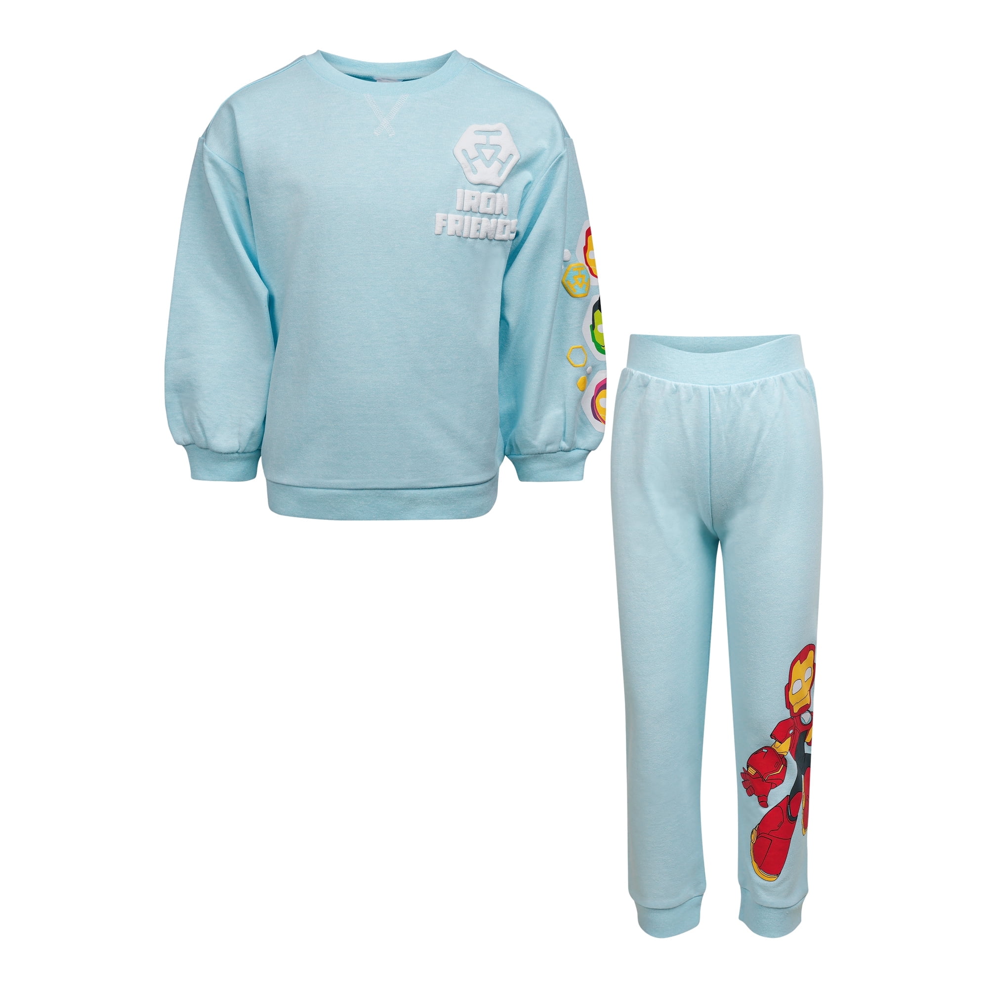 Disney Clothes Baby Boys Pant Set – Iron Man & His Amazing Friends Long Sleeve Top & Pants (Blue) – 24M