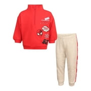 DISNEY Clothes Baby Boys Quarter Zip Fleece Sweatshirt and Pants Set – Mickey Mouse, Cars, Toy Story & Spiderman Outfit Set (12M–24M)