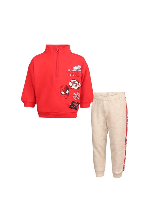 Clothes Baby Boys Quarter Zip Fleece Sweatshirt and Pants Set – Mickey Mouse, Cars, Toy Story & Spiderman Outfit Set (12M–24M)