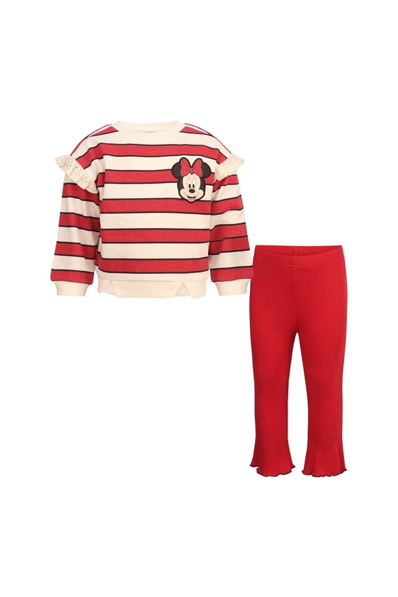 Clothes Baby Girls 2-Piece Outfit Set– Long Sleeve Ruffle Top and Pants Set Minnie Mouse, Stitch & Toy Story (12M–24M)