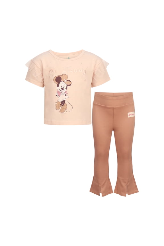 Clothes Baby Girls 2-Piece Outfit Set – Stitch, Minnie Mouse, Jessie, Marie Short Sleeve Tee & Flare Leggings Set Infant (12M–24M)