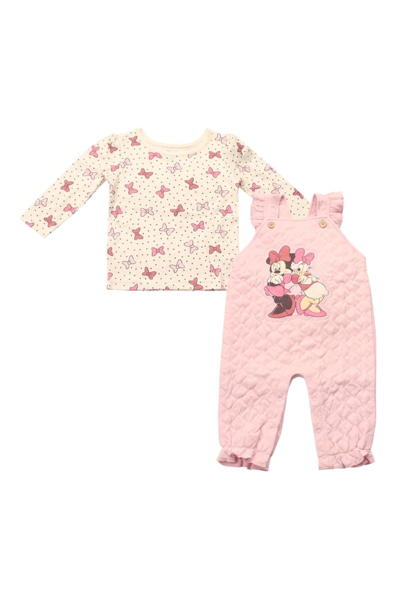 Clothes Baby Girls 2-Piece Overall Set – Long Sleeve Top with Suspender Romper Minnie, Pooh, Bambi & Marie (Newborn–Infant)