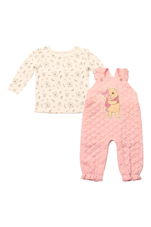 Clothes Baby Girls 2-Piece Overall Set – Long Sleeve Top with Suspender Romper Minnie, Pooh, Bambi & Marie (Newborn–Infant)