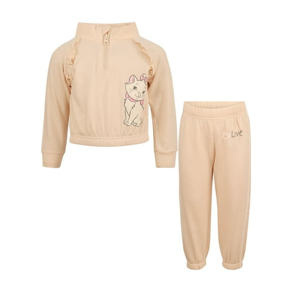 Disney Clothes Baby Girls 2-Piece Set – Fleece Quarter-Zip Pullover & Jogger Pants with Marie from The Aristocats Infant (12M–24M)