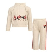 DISNEY Clothes Baby Girls 2-Piece Set – Fleece Quarter-Zip Pullover & Jogger Pants with Minnie Mouse Infant (12M–24M)