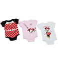 thumbnail image 1 of Disney Clothes Baby Girls 3-Pack Bodysuits – Minnie Mouse Short Sleeve Outfit Set (Black/White/Red) – 0/3M, 1 of 5