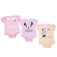 thumbnail image 1 of Disney Clothes Baby Girls 3-Pack Bodysuits – Minnie Mouse Short Sleeve Outfit Set (Pink/Purple) – 0/3M, 1 of 5