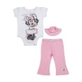thumbnail image 1 of Disney Clothes Baby Girls 3-Piece Pant Set with Hat – Lilo & Stitch, Winnie the Pooh, Minnie Mouse & Aristocats Marie Outfit Set with Bodysuit, Pants & Hat (0M–9M), 1 of 4