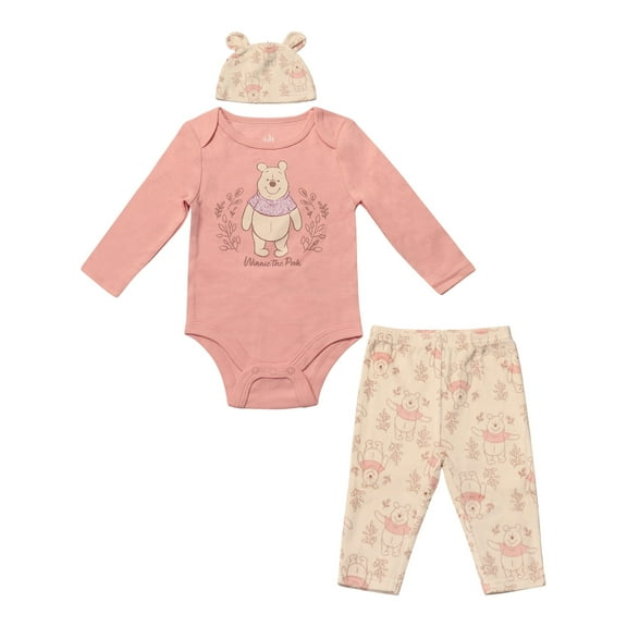 Disney Clothes Baby Girls Bodysuit, Pants & Headband 3-Piece Outfit Set β Minnie Mouse, Bambi, Marie & Tinkerbell (0/3Mβ6/9M)