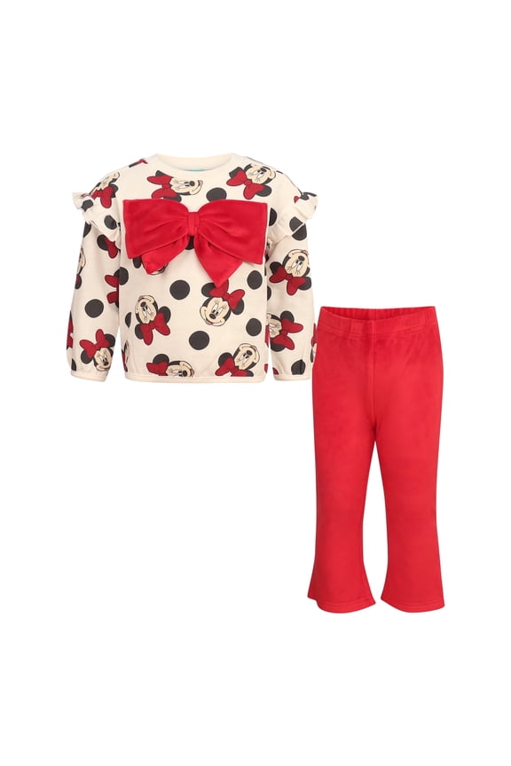 Clothes Baby Girls Bow Pant Set – Minnie Mouse & Marie Long Sleeve Ruffle Top and Pants Outfit Set (12M–24M)