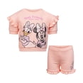 thumbnail image 1 of Disney Clothes Baby Girls Front Back 2-Piece Short Outfit Set – Includes Tee & Shorts – Minnie Mouse Peach 12M, 1 of 3