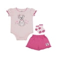 thumbnail image 1 of Disney Clothes Baby Girls Front Back 3-Piece Short Outfit Set – Includes Bodysuit, Tee & Shorts – 101 Dalmatians Pink 6/9M, 1 of 3