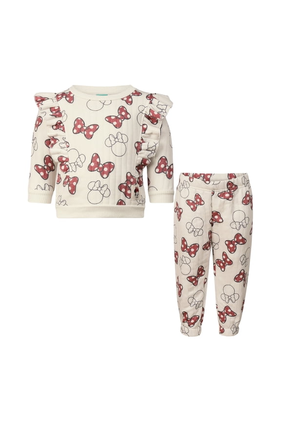 Clothes Baby Girls Printed Fleece Sweatshirt and Pants Set – Minnie Mouse, Marie, Stitch, Pooh & Toy Story Outfit Set (12M–24M)