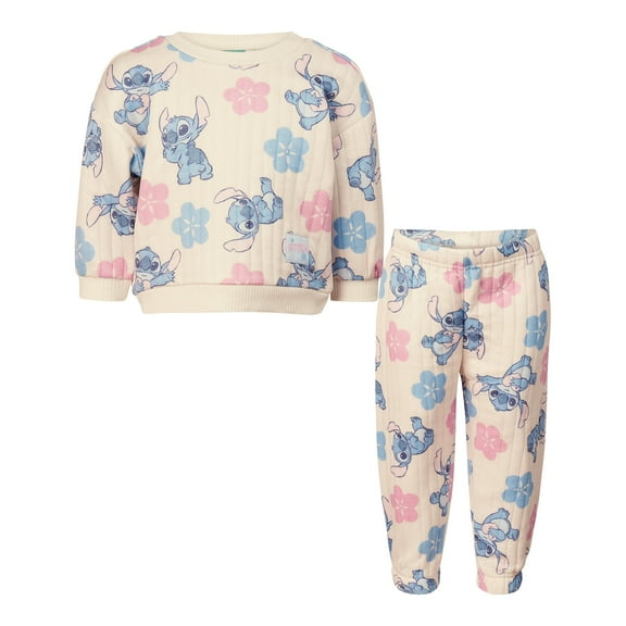 Disney Clothes Baby Girls Printed Fleece Sweatshirt and Pants Set β Minnie Mouse, Marie, Stitch, Pooh & Toy Story Outfit Set (12Mβ24M)